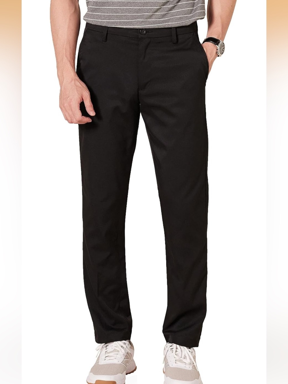 Men's Black Straight Fit Casual Pants - Classic Everyday Wear